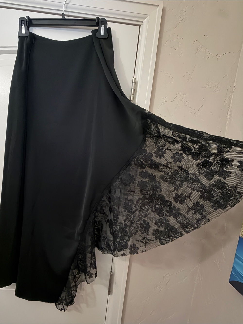 Amazon Essentials Black Asymmetric Lace-Trim Skirt